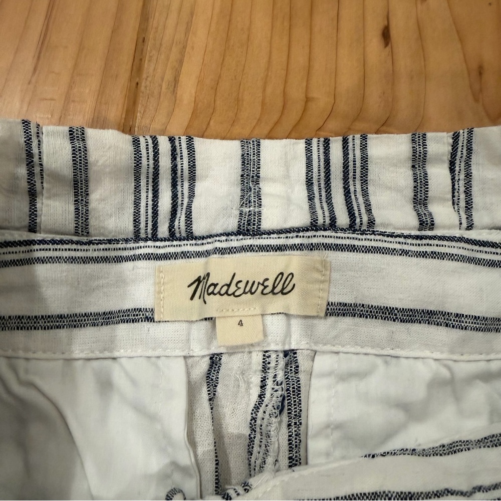 Madewell Striped High-Waisted Pants with Tie Belt - Picture 4 of 7
